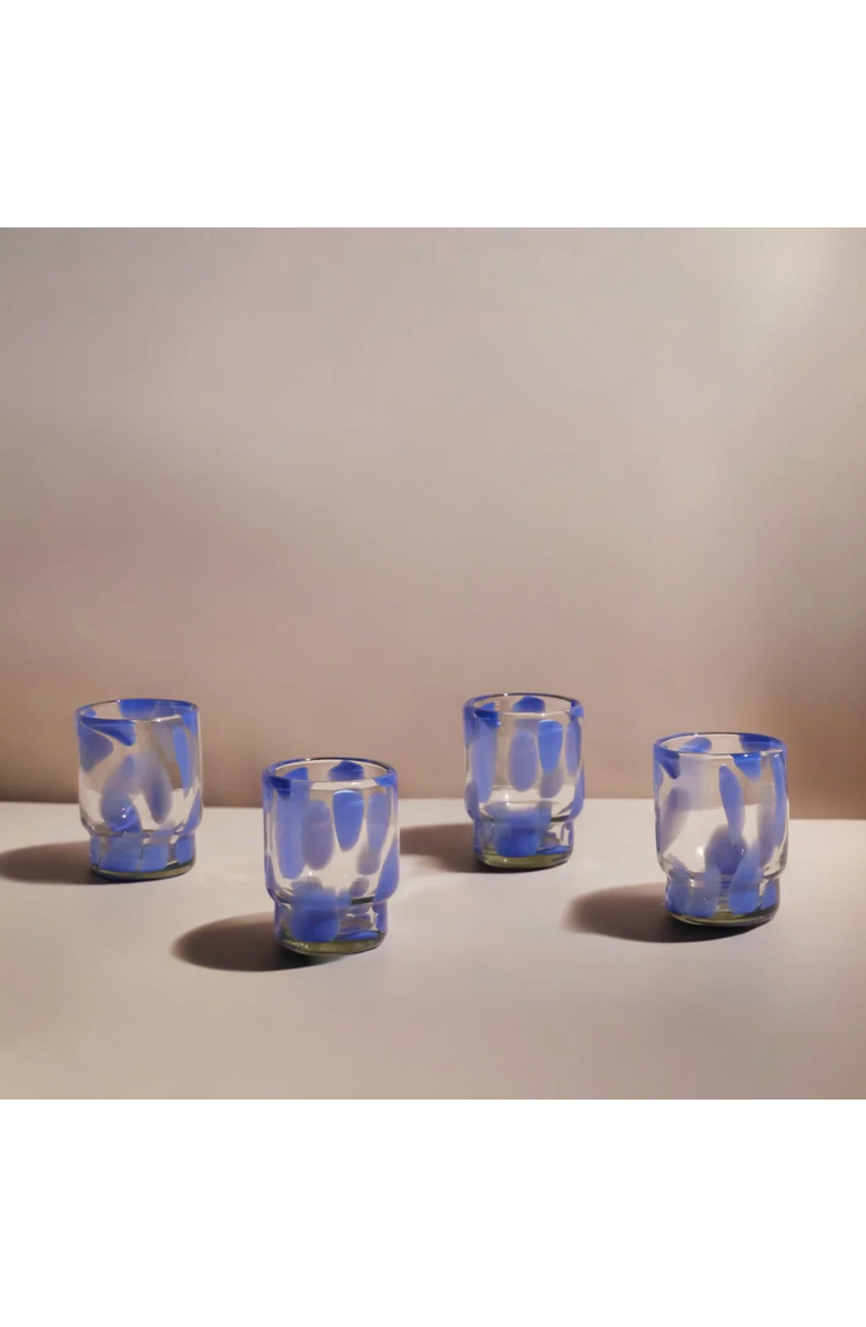 Meso Goods Marta Stackable Glass Blue & Clear - Set of 4, Main, color, Blue