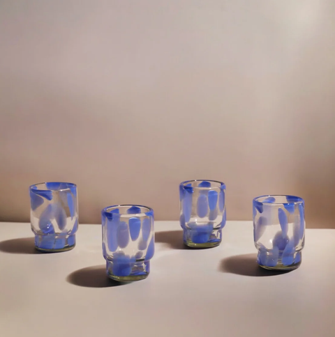 Marta Stackable Glass Blue & Clear - Set of 4