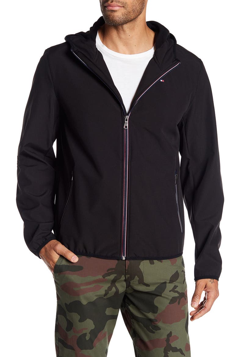Softshell Fleece Hooded Jacket, Main, color, BLACK