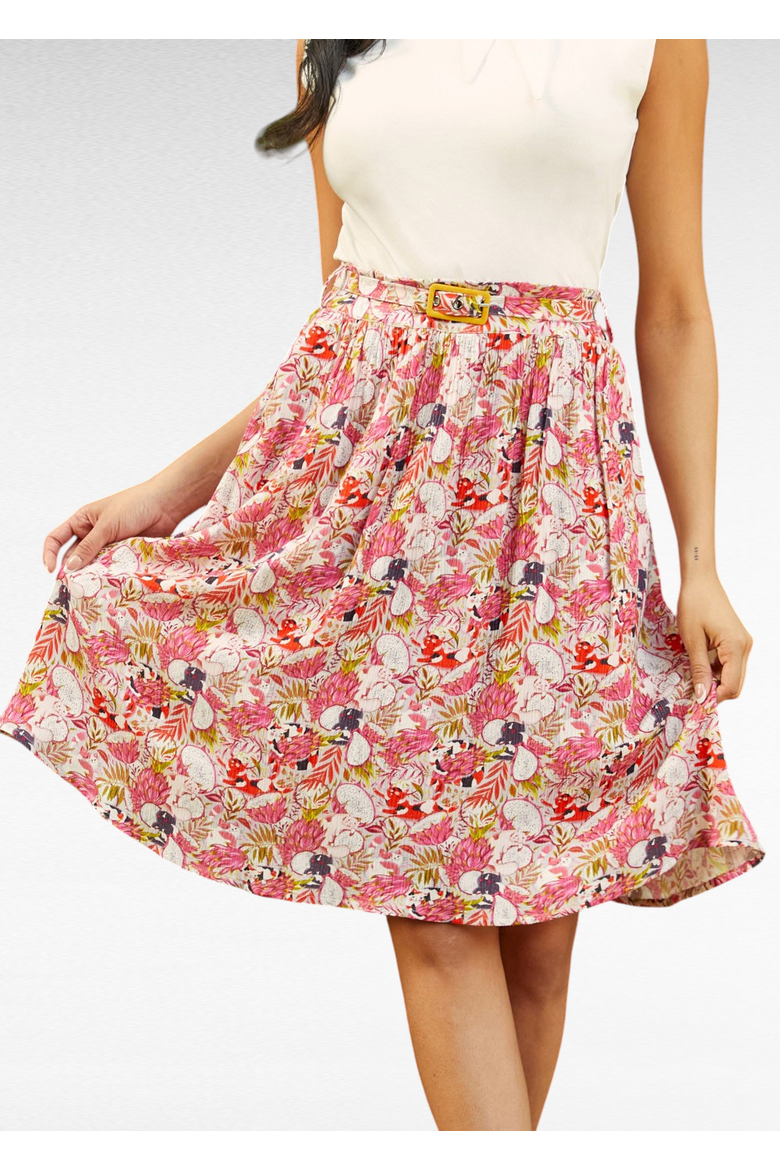 Buckle Up Buttercup Skirt, Main, color, Purrfectly Prickly
