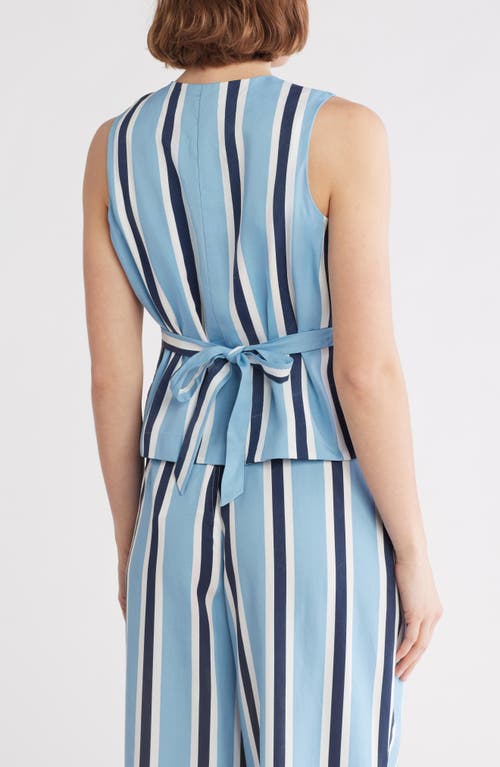 Love By Design April V-neck Vest In Chambray Stripe
