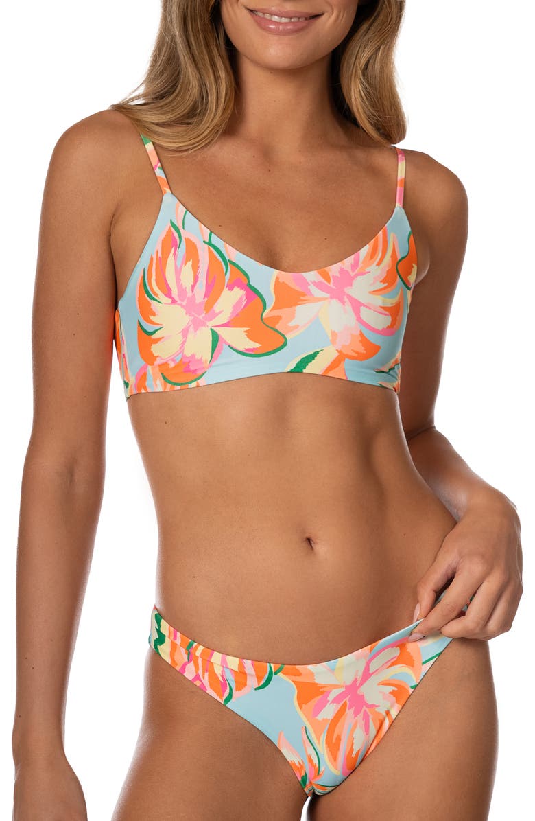 Maaji Fiesta Bloom Lanai Bikini Top, Alternate, color, Open Blue