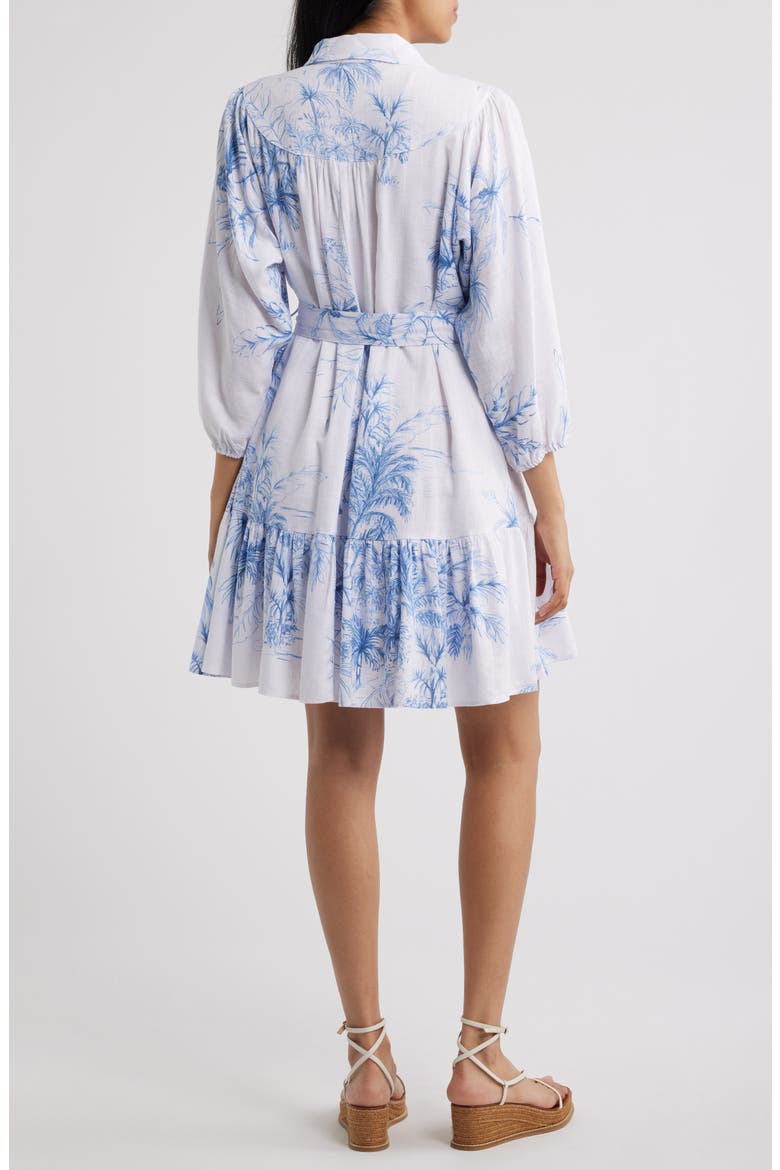 Tie Waist Ruffle Hem Long Sleeve Dress, Alternate, color, BLUE HAZE