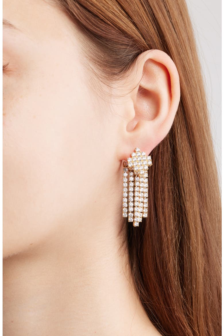 Fringe Front/Back Earrings, Alternate, color, GOLD/ CUBIC ZIRCONIA