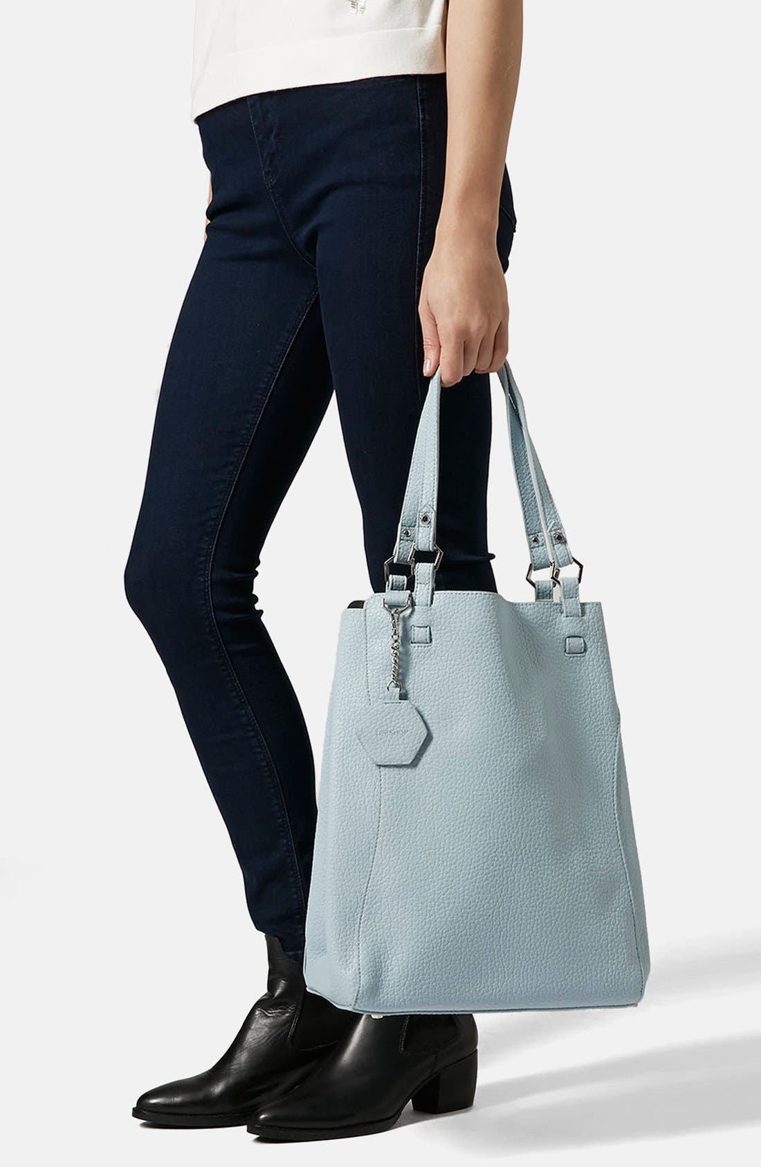 'Hex' Faux Leather Tote, Alternate, color, LIGHT BLUE