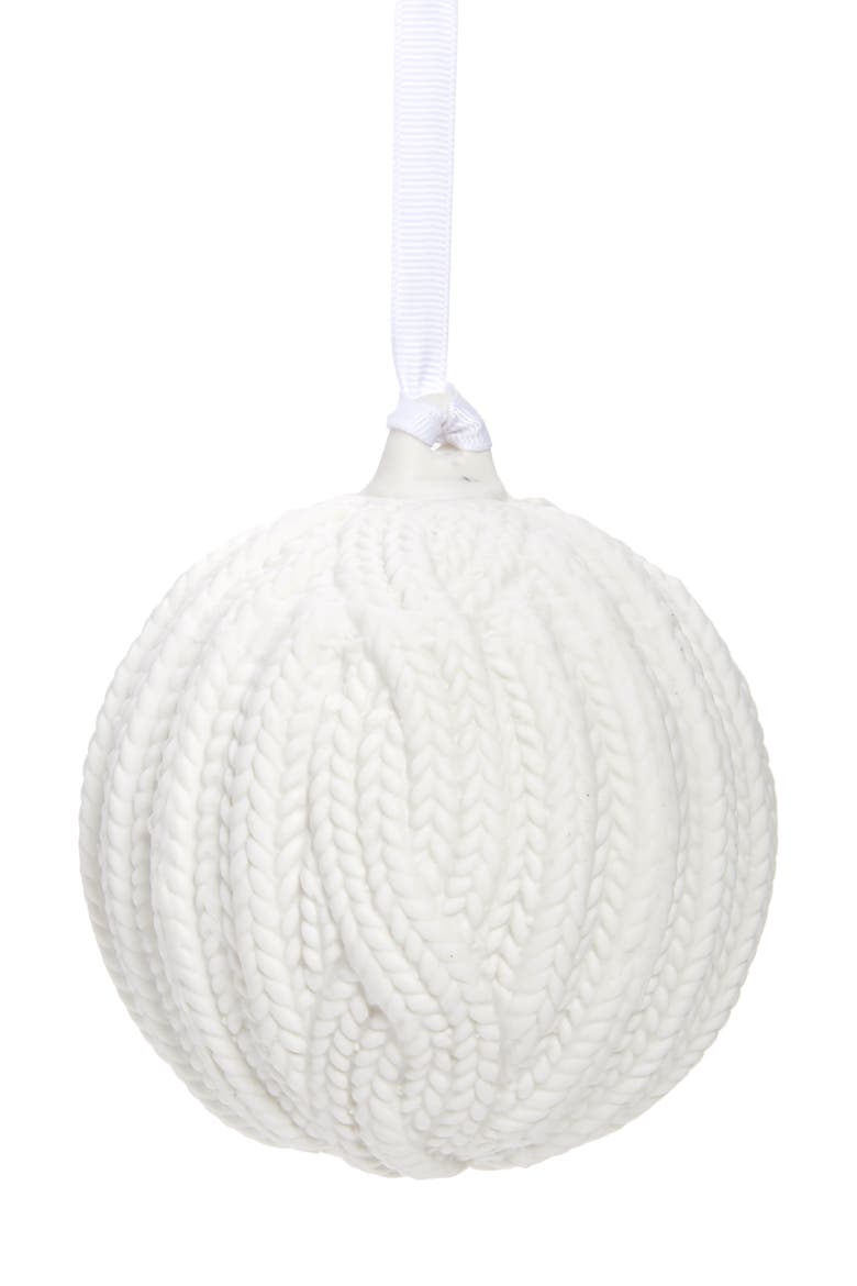 Knit Texture Ceramic Ornament, Main, color, WHITE