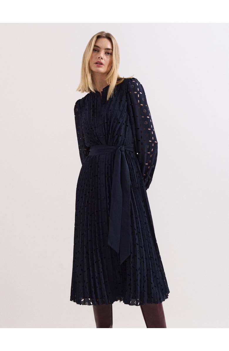 Phase Eight Marina Pleated Midi Dress, Alternate, color, Navy