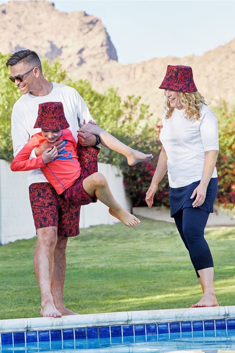 Kahula Skirted Swim Capris, UPF 50+ Sun Protection, Alternate, color, Navy