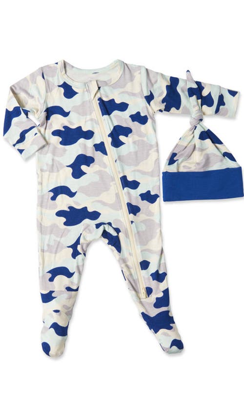 Everly Grey Jersey Long Sleeve Footie & Hat Set In Multi