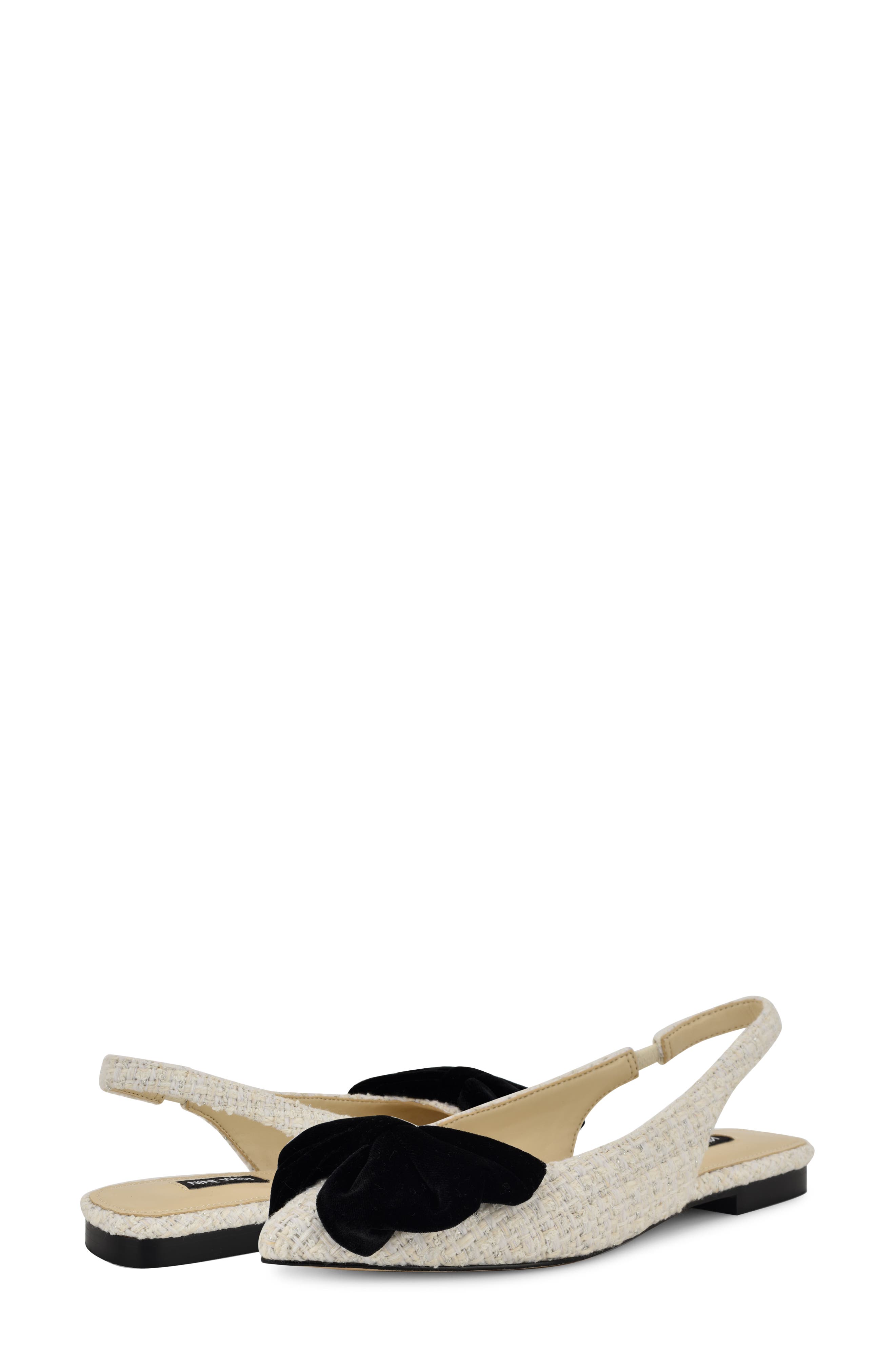 Nine West Junnie Pointed Toe Slingback Flat, Alternate, color, Ivory