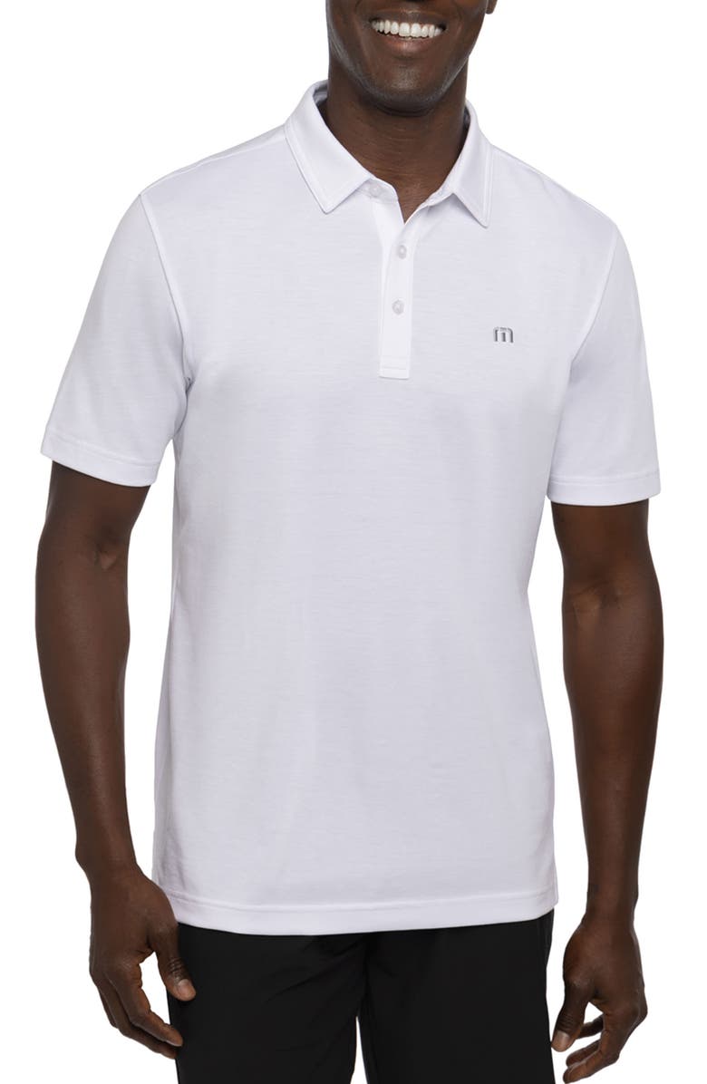TravisMathew Tour Guide Embroidered Logo Polo, Main, color, White