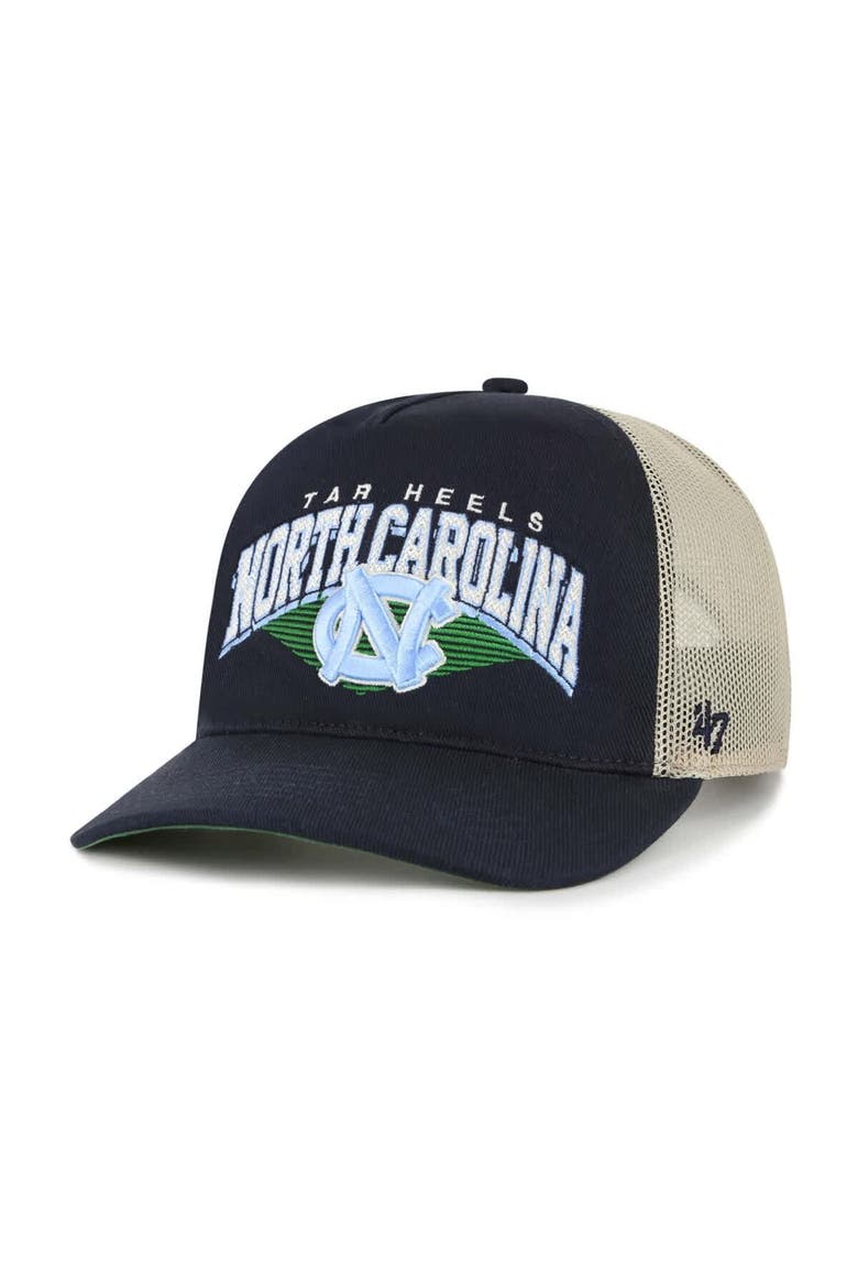 Men's '47  Navy North Carolina Tar Heels Pomona Mesh Hitch Adjustable Trucker Hat, Main, color, Navy