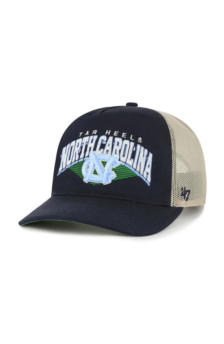 '47 Men's '47  Navy North Carolina Tar Heels Pomona Mesh Hitch Adjustable Trucker Hat, Main, color, Navy