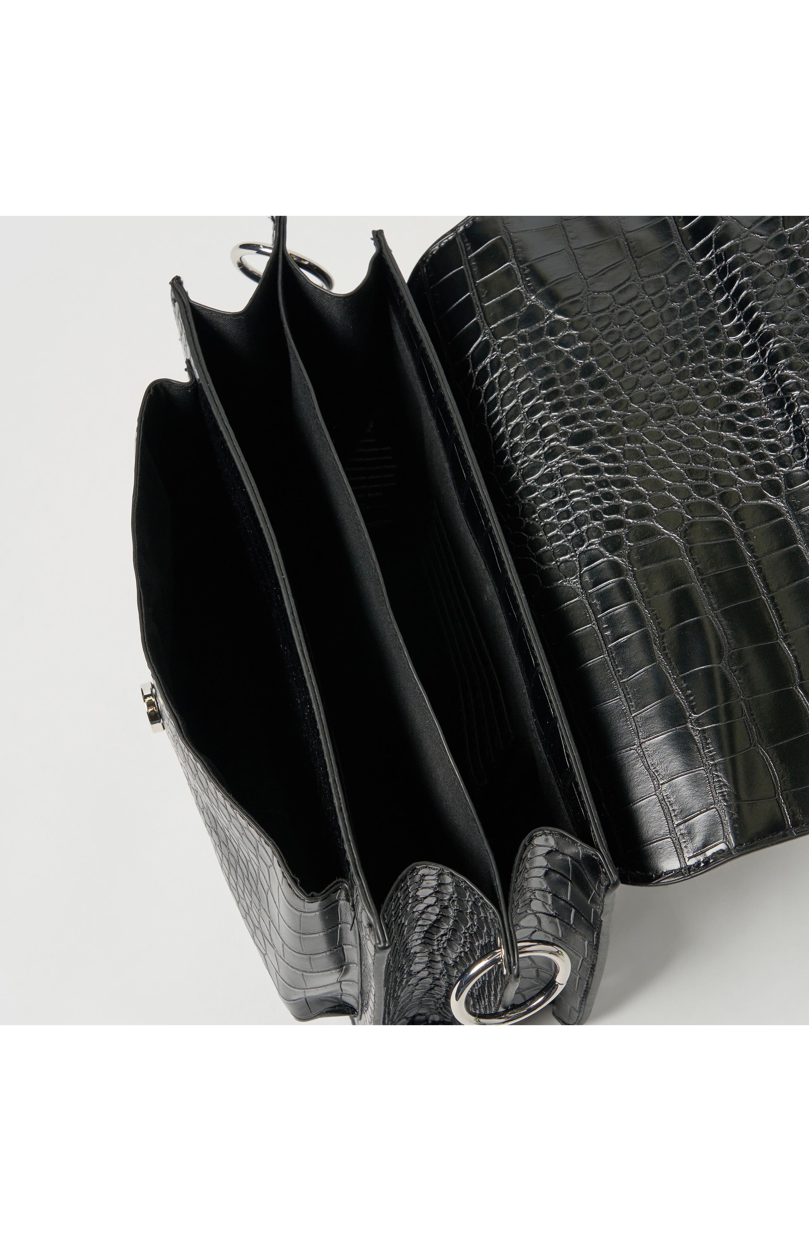 Urban Originals Au Revoir Croc Embossed Vegan Leather Crossbody Bag, Alternate, color, Black