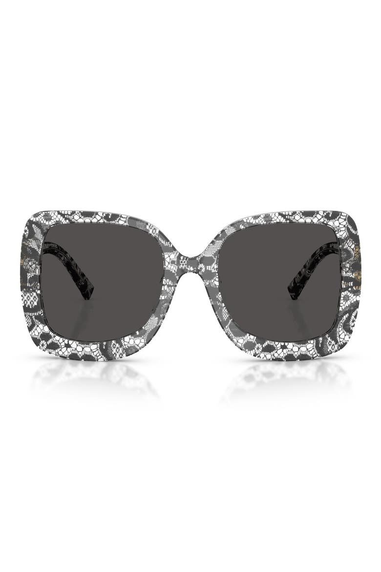 55mm Square Sunglasses, Main, color, BLACK LACE / DARK GREY