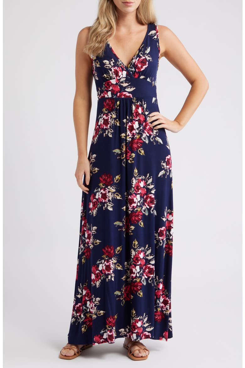 empire waist floral maxi dress Blue Floral Print Empire Waist Maxi Dress