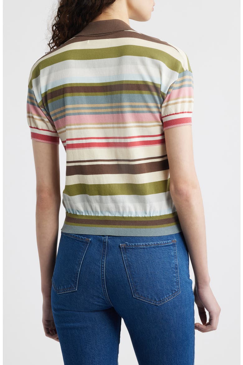 Sable Stripe Short Sleeve Polo Sweater, Alternate, color, MELEU STRIPE - MULTI