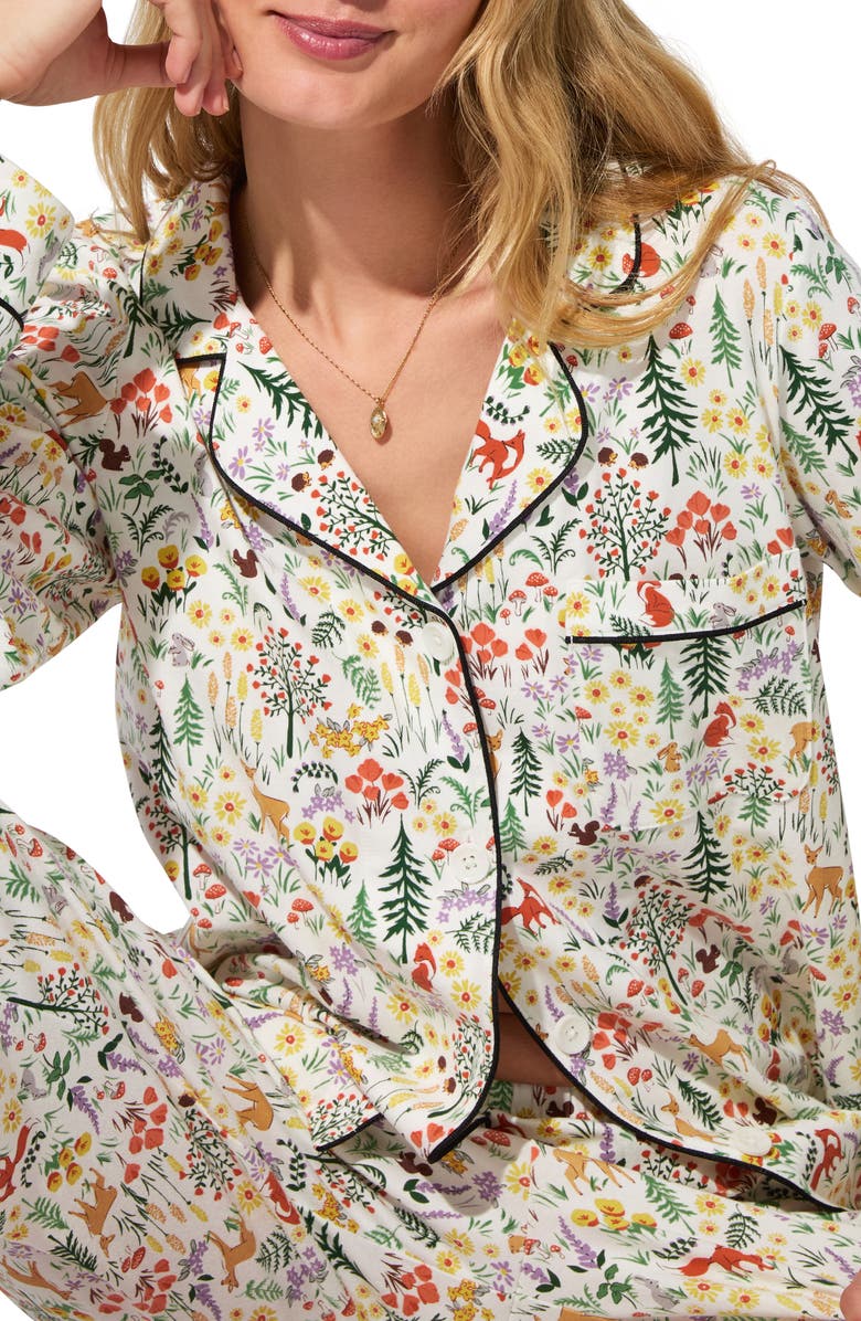 BedHead Pajamas Print Long Sleeve Stretch Organic Cotton Jersey Pajamas, Alternate, color, 