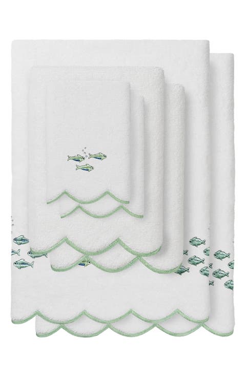 6-Piece Fish School Turkish Cotton Towel Set
