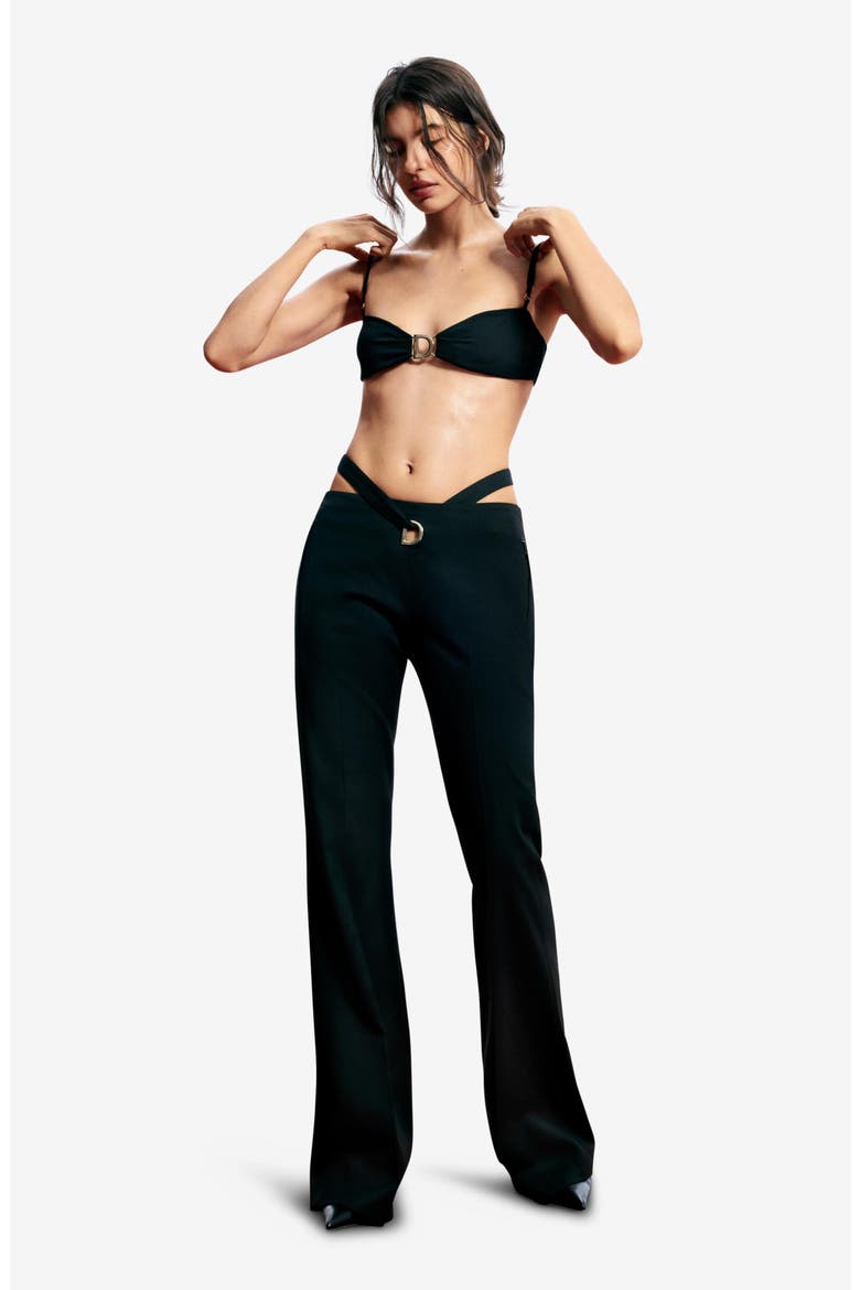 Strappy Flare Pants, Alternate, color, BLACK