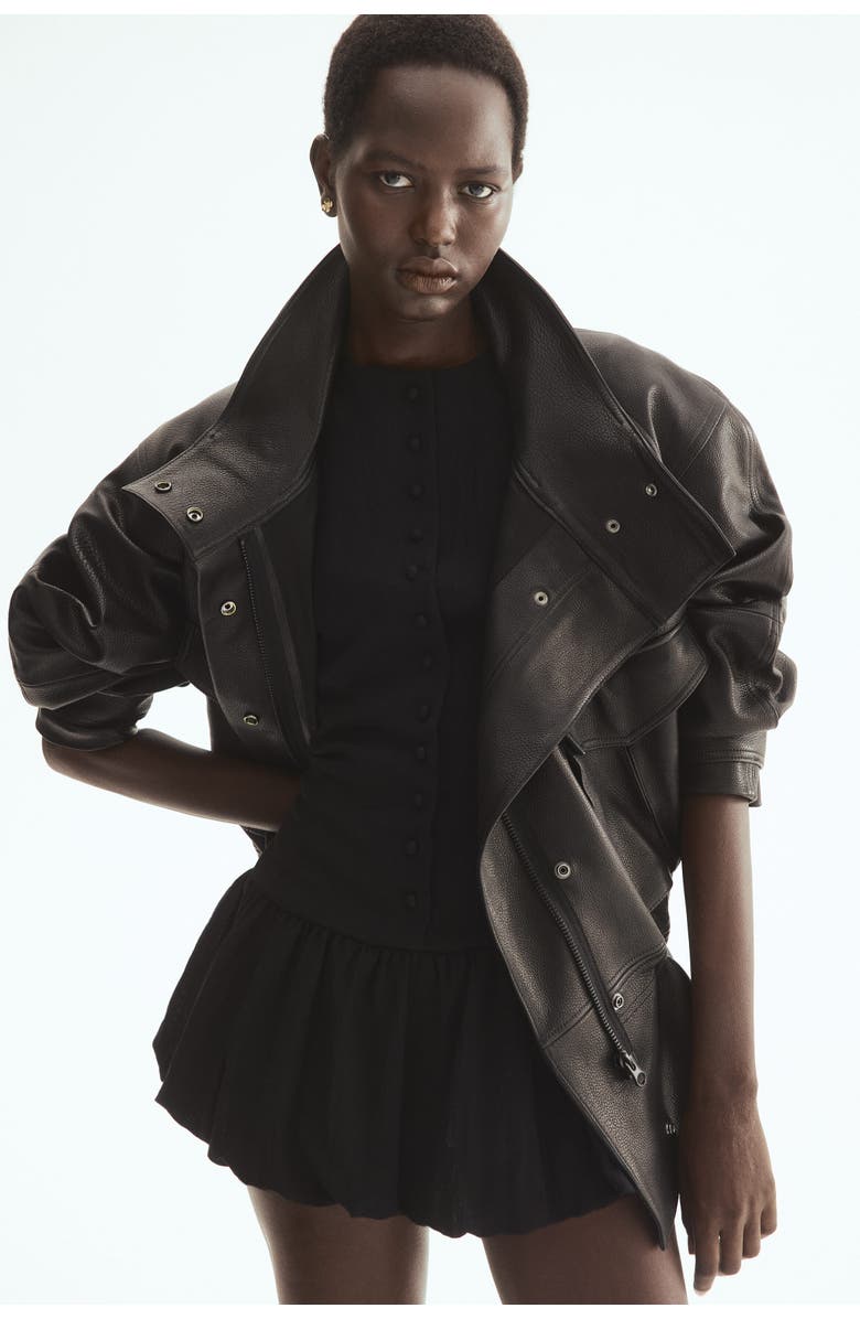 H&M Bubble-hem dress, Main, color, Black