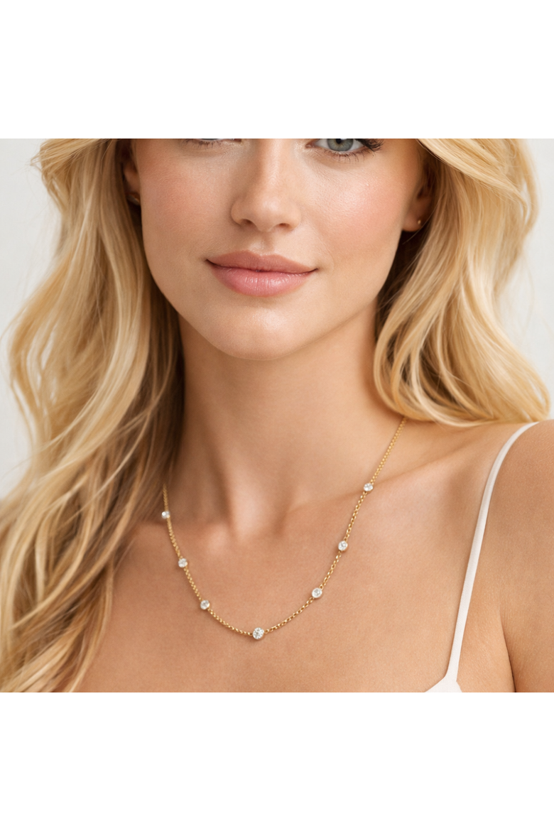 Seraphina Bezel Link Necklace, Alternate, color, Gold