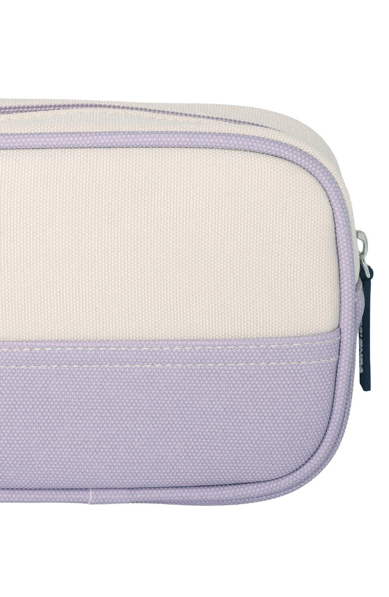 Lands' End Medium Rectangular Dopp Kit for Travel, Striped Canvas Toiletry Bag with Top Zip, Alternate, color, Lilac