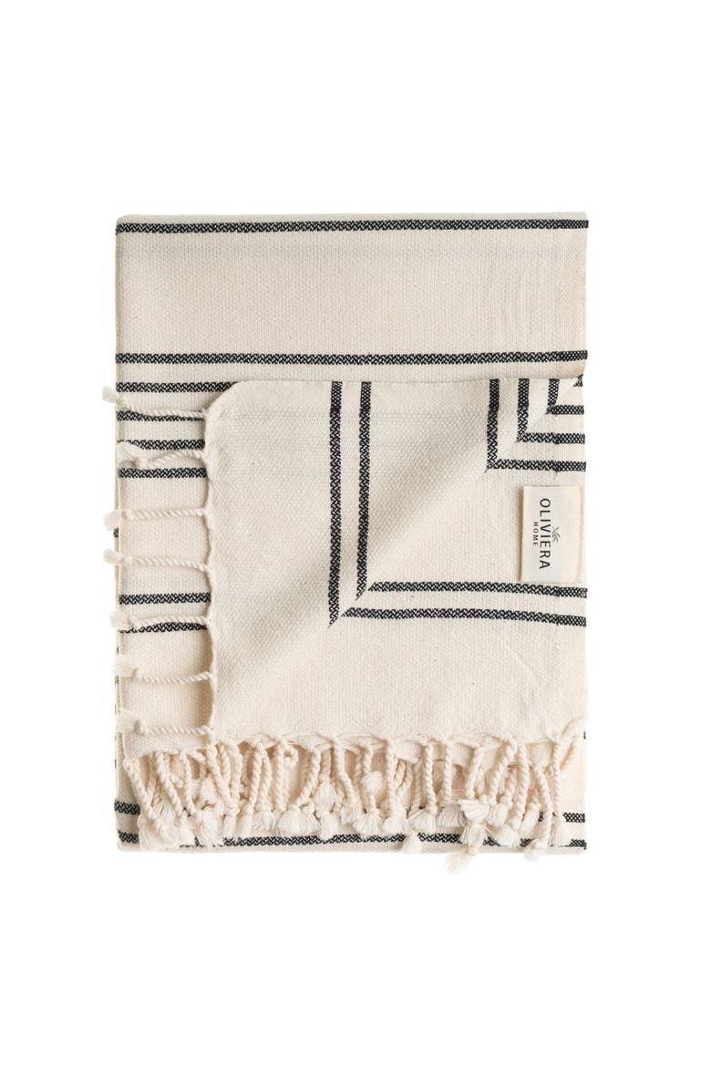 Heritage Stripe Turkish Cotton Hand Towel Bundle, Alternate, color, Black