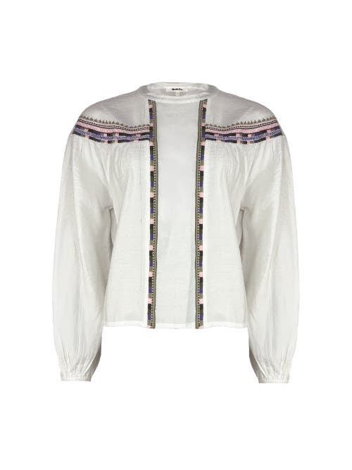 Ro&zo Ivory Multi Embroidered Detail Blouse In Ivory