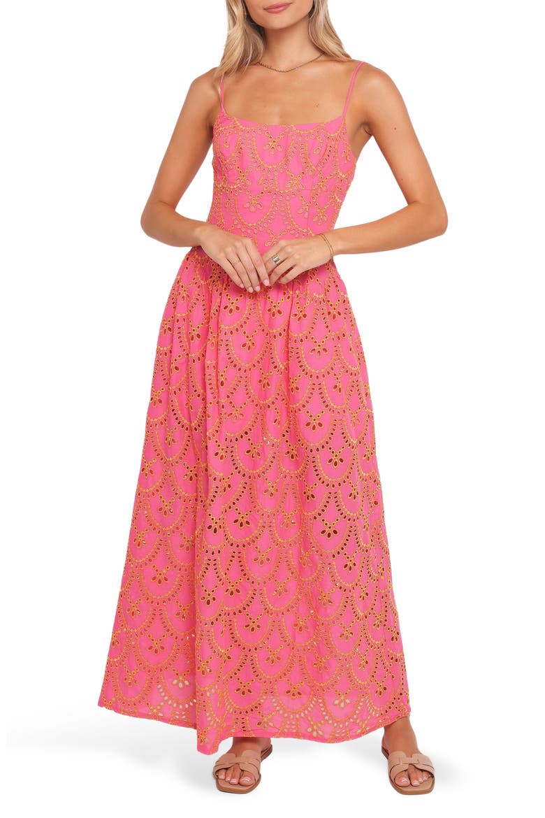 Sonny Cotton Eyelet Maxi Dress, Main, color, PINK/ ORANGE