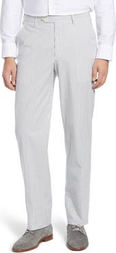 Berle Flat Front Stripe Cotton Seersucker Pants
