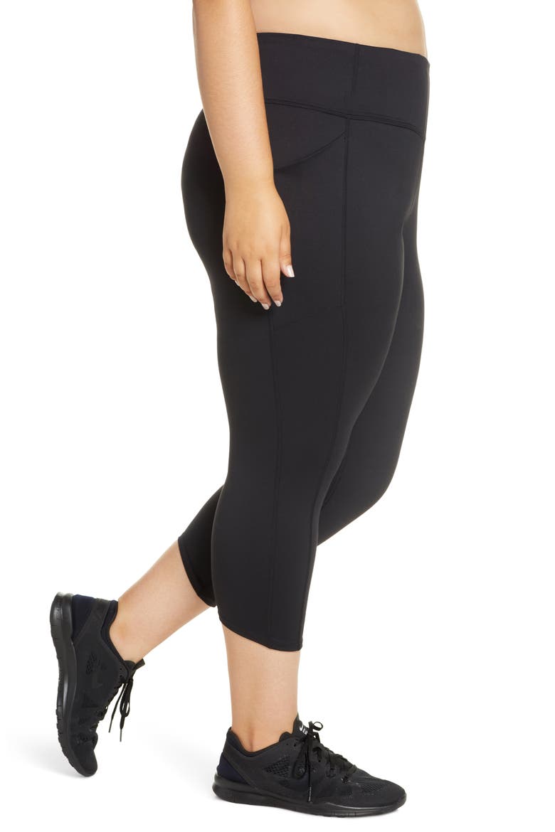 Live In High Waist Pocket Crop Leggings, Alternate, color, BLACK