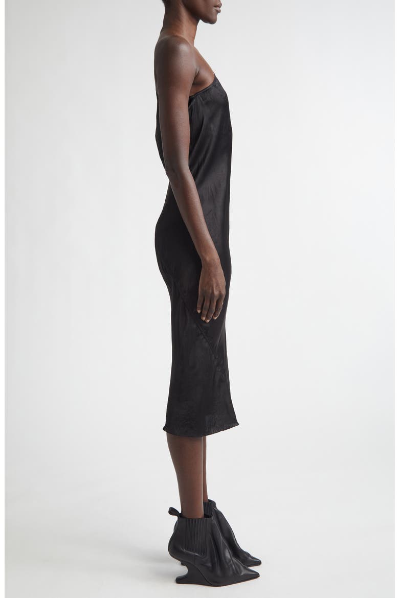 One-Shoulder Satin Midi Dress, Alternate, color, BLACK