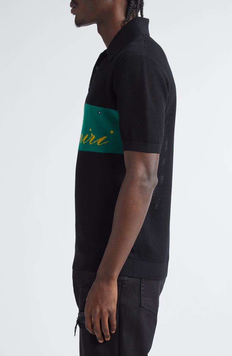 AMIRI Billiards Merino Wool Polo, Alternate, color, Black