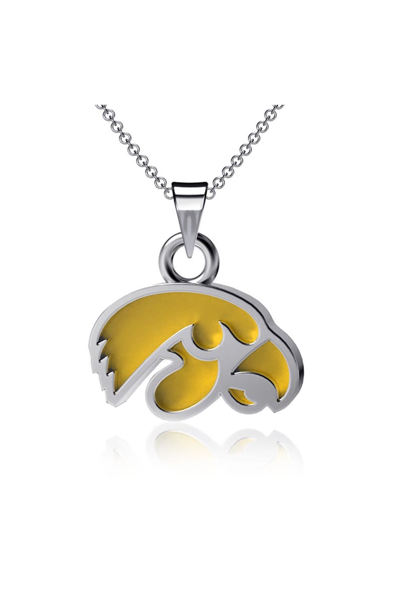 DAYNA DESIGNS Iowa Hawkeyes Enamel Small Pendant Necklace, Main, color, Silver