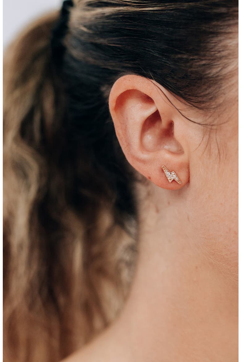 Single Lightning Bold Stud Earring, Alternate, color, YELLOW GOLD