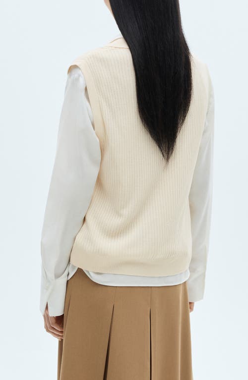 Shop Mango Contrast Trim Sweater Vest In Ecru