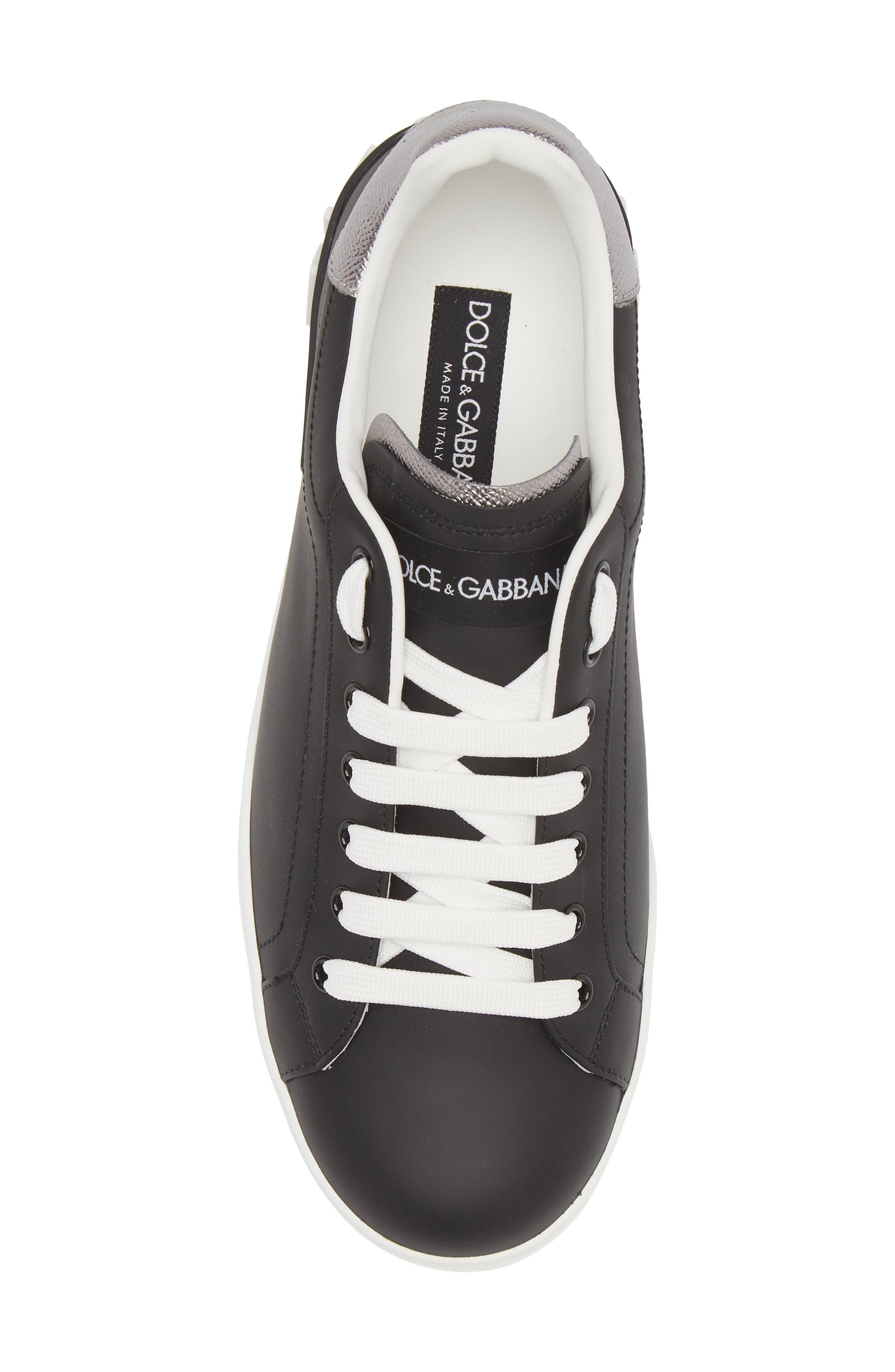 Dolce&Gabbana Portofino Sneaker, Alternate, color, 8B979 Black/ Silver