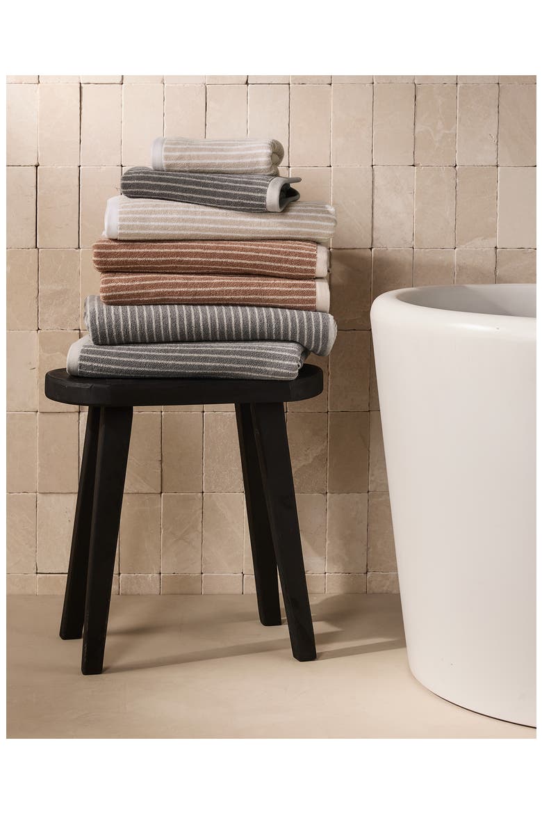 Pinstripe Organic Cotton Bath Towel, Alternate, color, ADOBE AND ALABASTER
