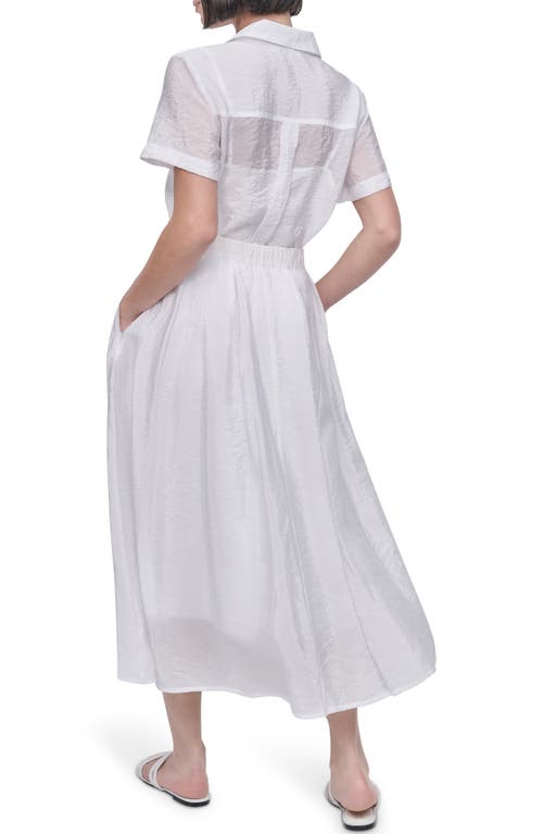 Shop Dkny Zip Front Crinkled Satin Skirt In White