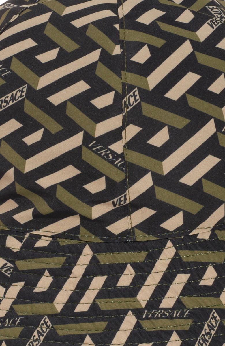 Versace La Greca Monogram Bucket Hat, Alternate, color,