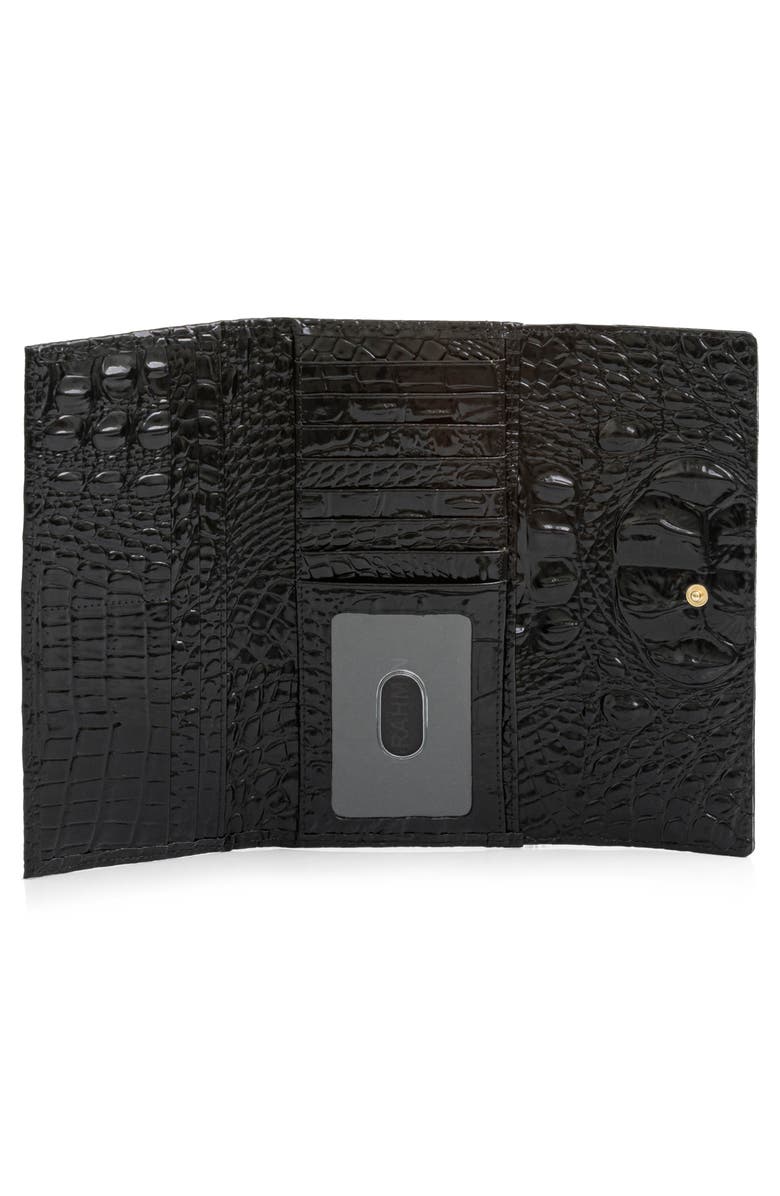 Brahmin Cordelia Croc Embossed Leather Wallet, Alternate, color, Black