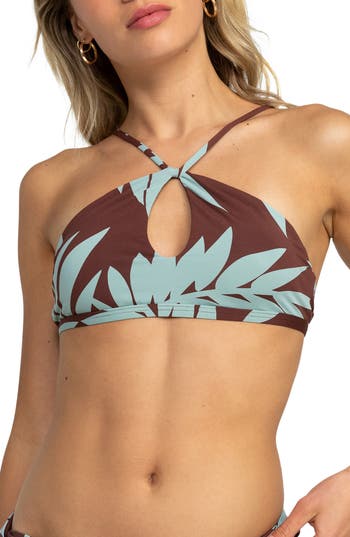 Roxy Palm Cruz Bikini Top In Bitter Choco Palmeri