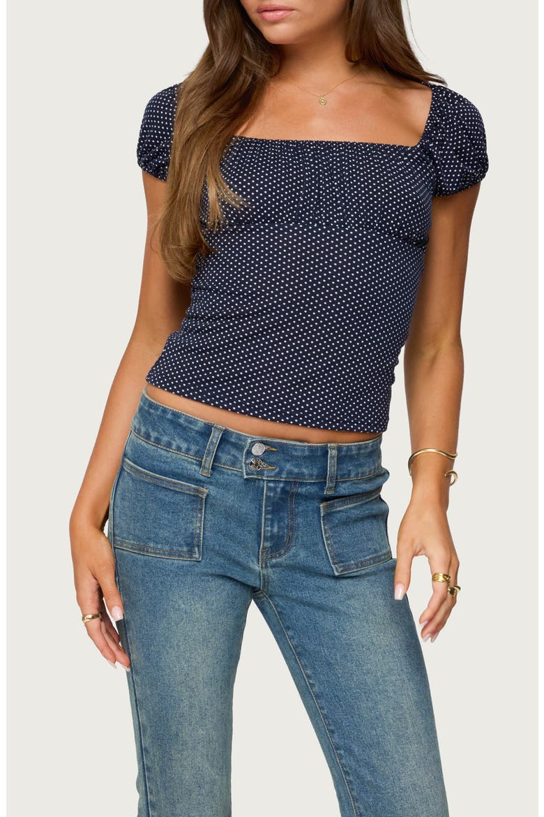 Stefania Polka Dot Top, Main, color, NAVY