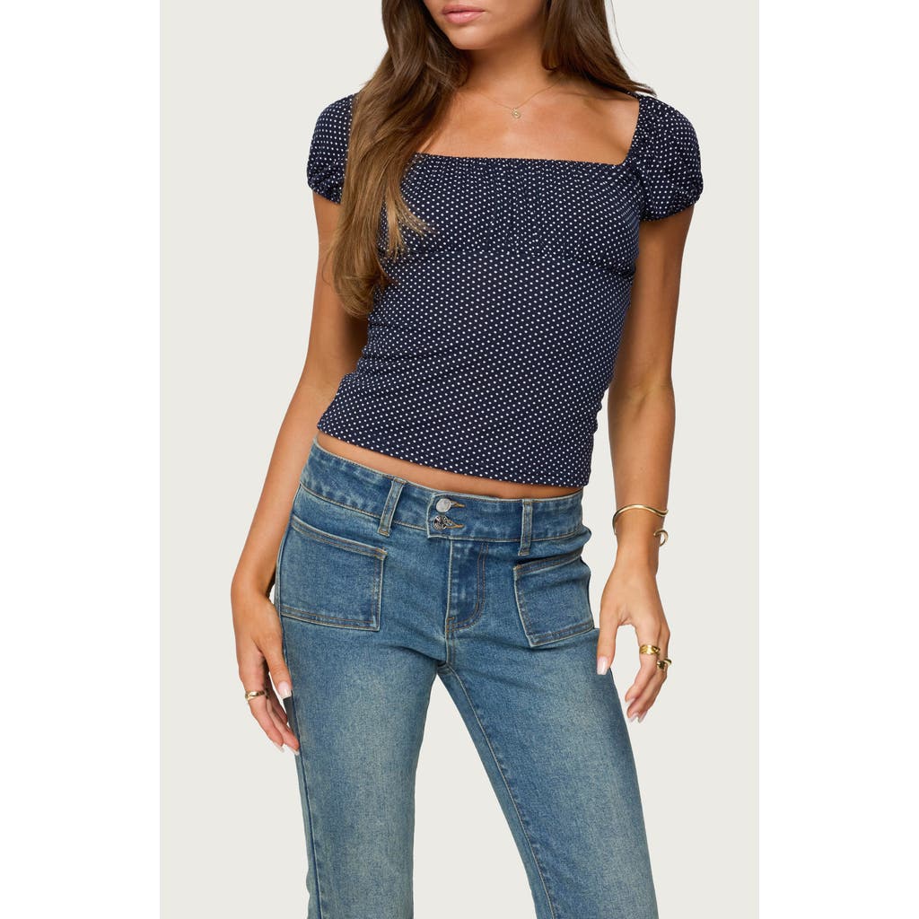 Edikted Stefania Polka Dot Top In Blue