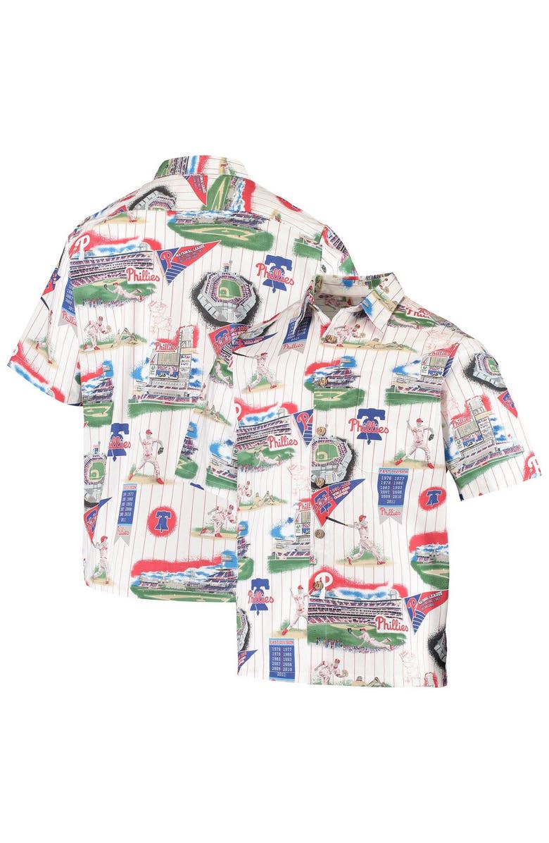 Reyn Spooner Men's Reyn Spooner White/Red Philadelphia Phillies Scenic Button-Up Shirt, Main, color, White