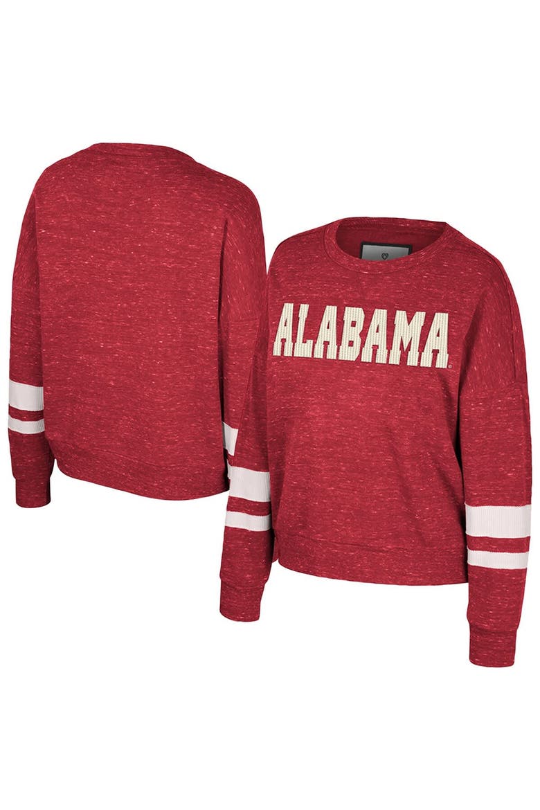 Women's Colosseum Crimson Alabama Crimson Tide Lost City Speckle Pullover Sweatshirt, Alternate, color, Crimson