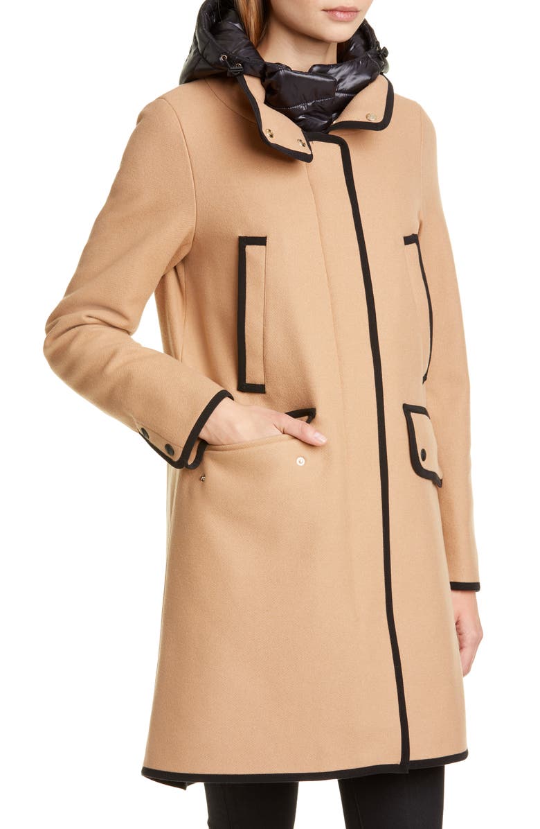 Herno Contrast Trim A-Line Coat with Removable Windblocker, Alternate, color,