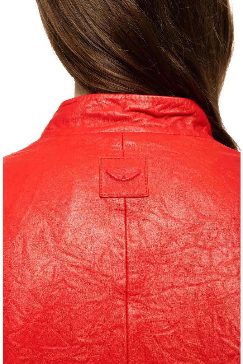 Veryn Cuir Crinkled Leather Jacket, Alternate, color, LOVE