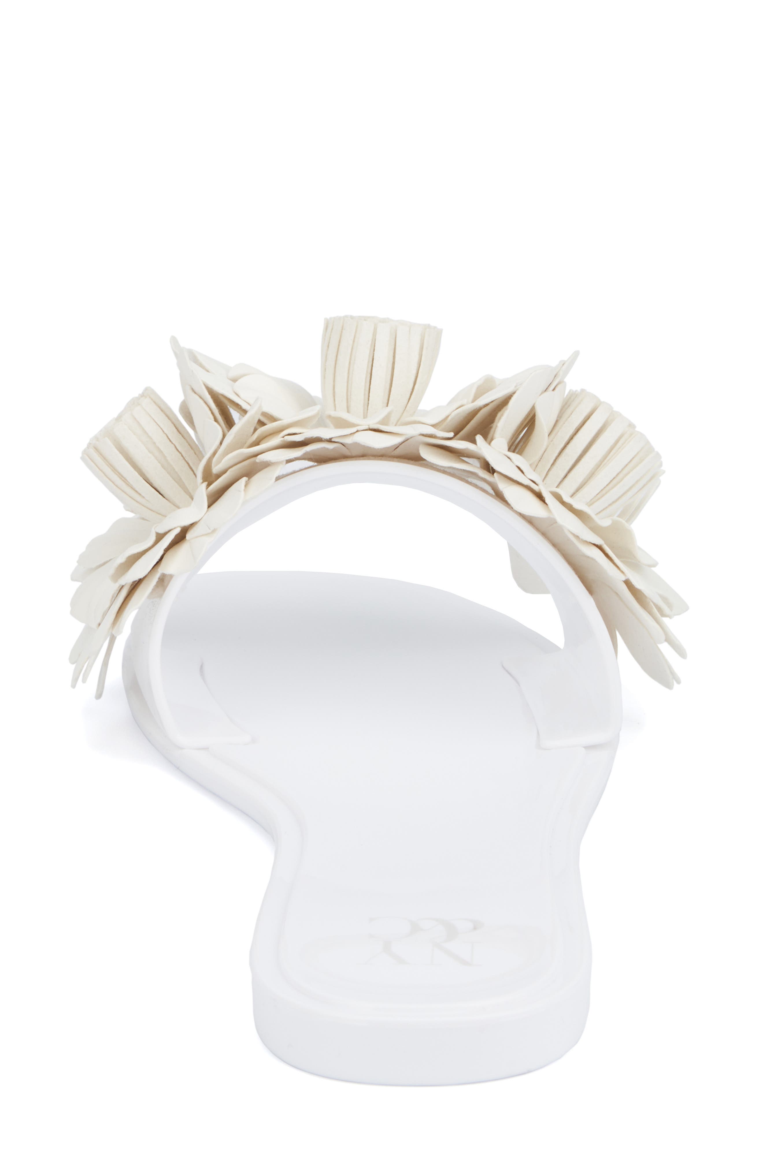 NEW YORK AND COMPANY Anella 3D Flower Slide Sandal, Alternate, color, White